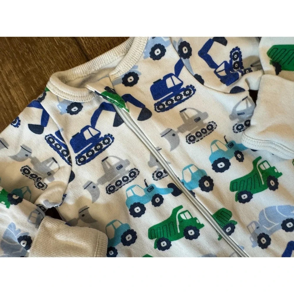 Baby Sleeper Boy Preemie Outfit Romper Footie Zippered Dump Truck‎ Construction